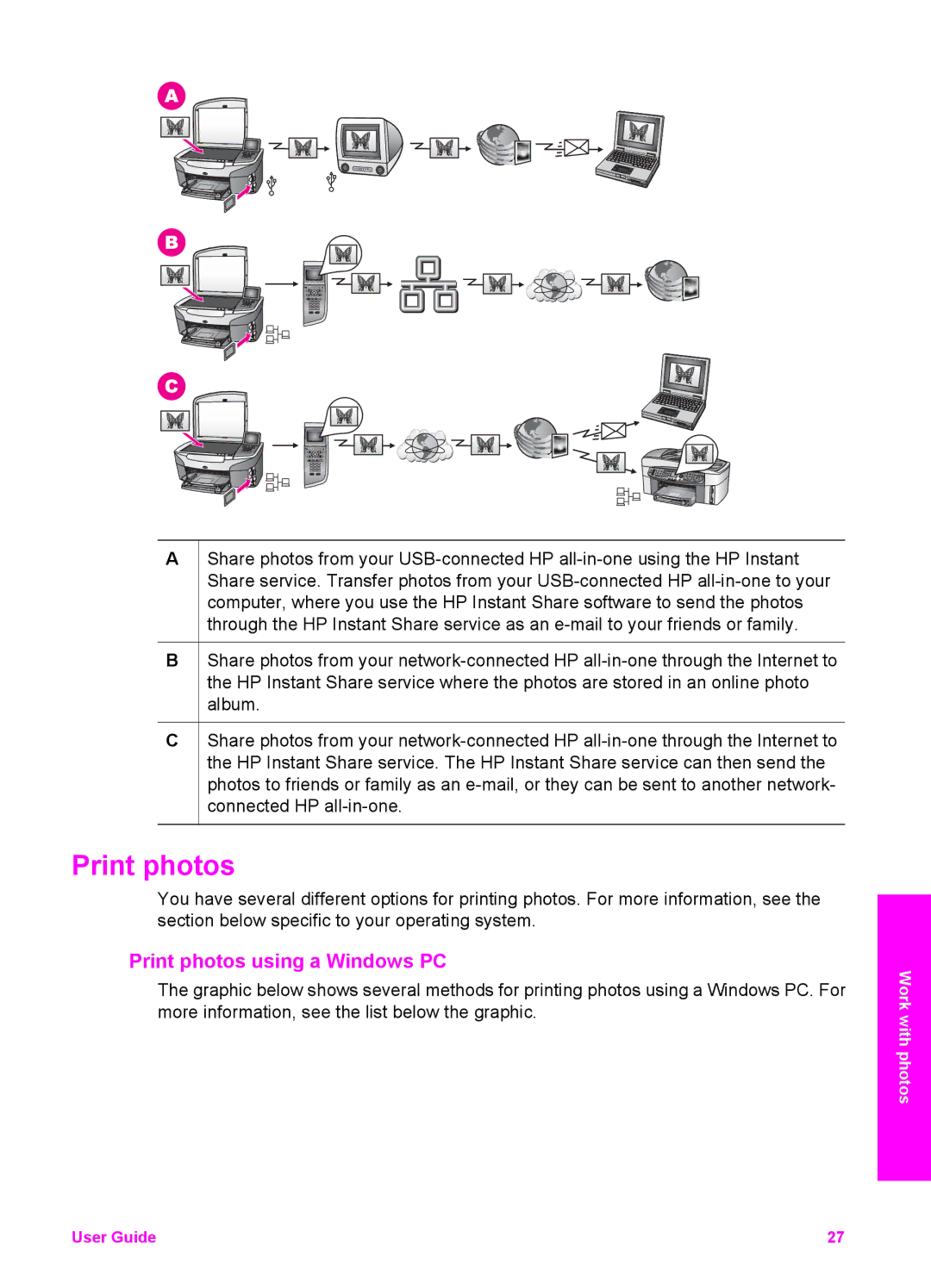 HP 7310xi, 7410xi manual Print photos using a Windows PC 