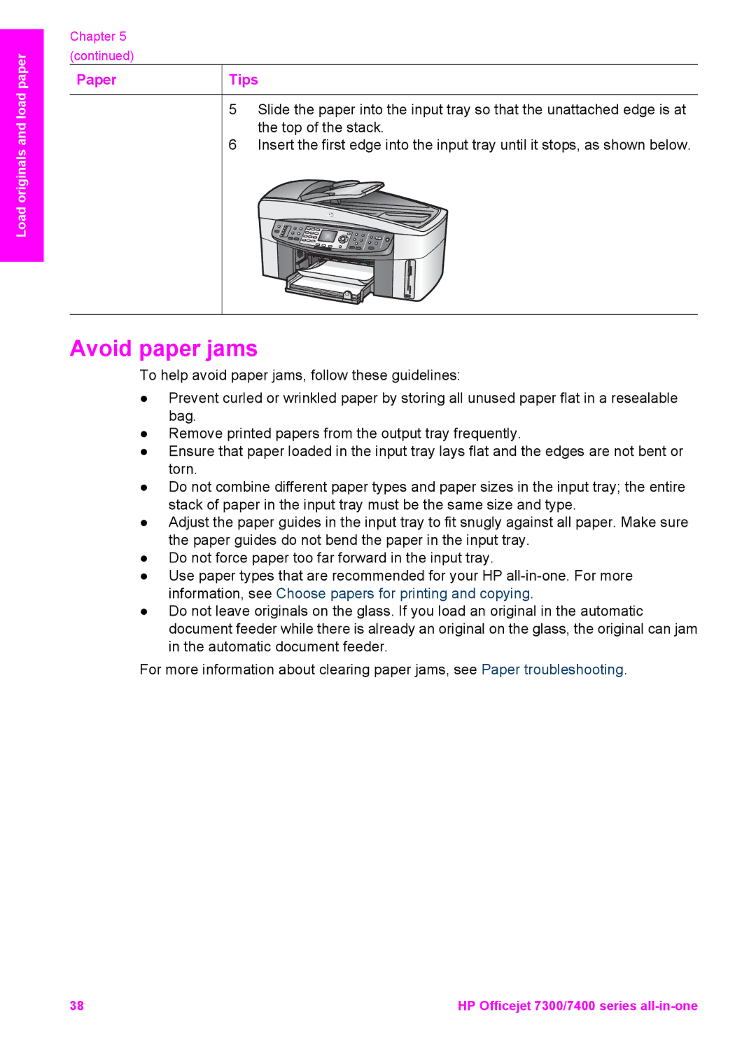 HP 7410xi, 7310xi manual Avoid paper jams, Paper Tips 