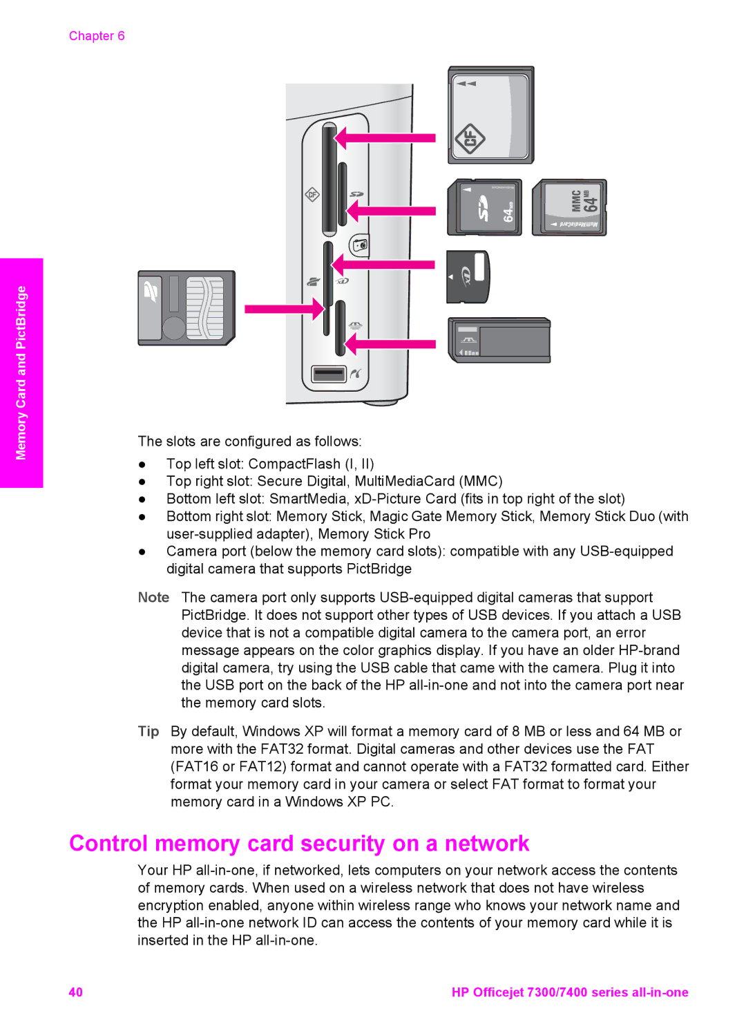 HP 7410xi, 7310xi manual Control memory card security on a network 