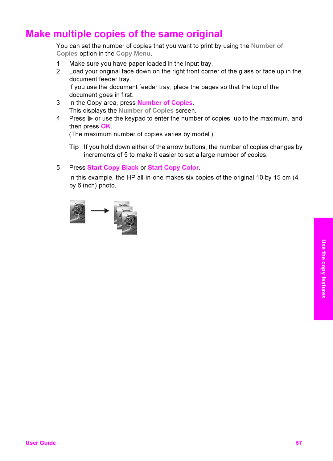 HP 7410xi, 7310xi manual Make multiple copies of the same original 