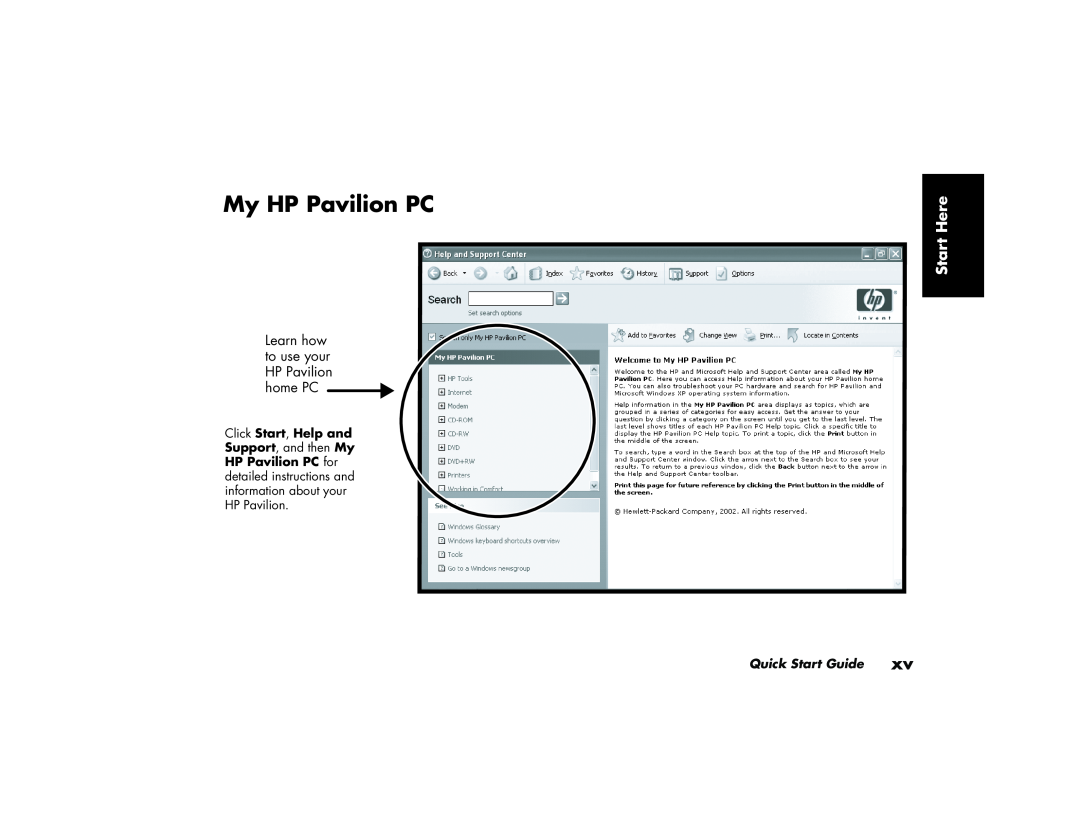 HP 522c (US/CAN), 732c (US) My HP Pavilion PC, Start Here, Learn how to use your HP Pavilion home PC, Quick Start Guide 