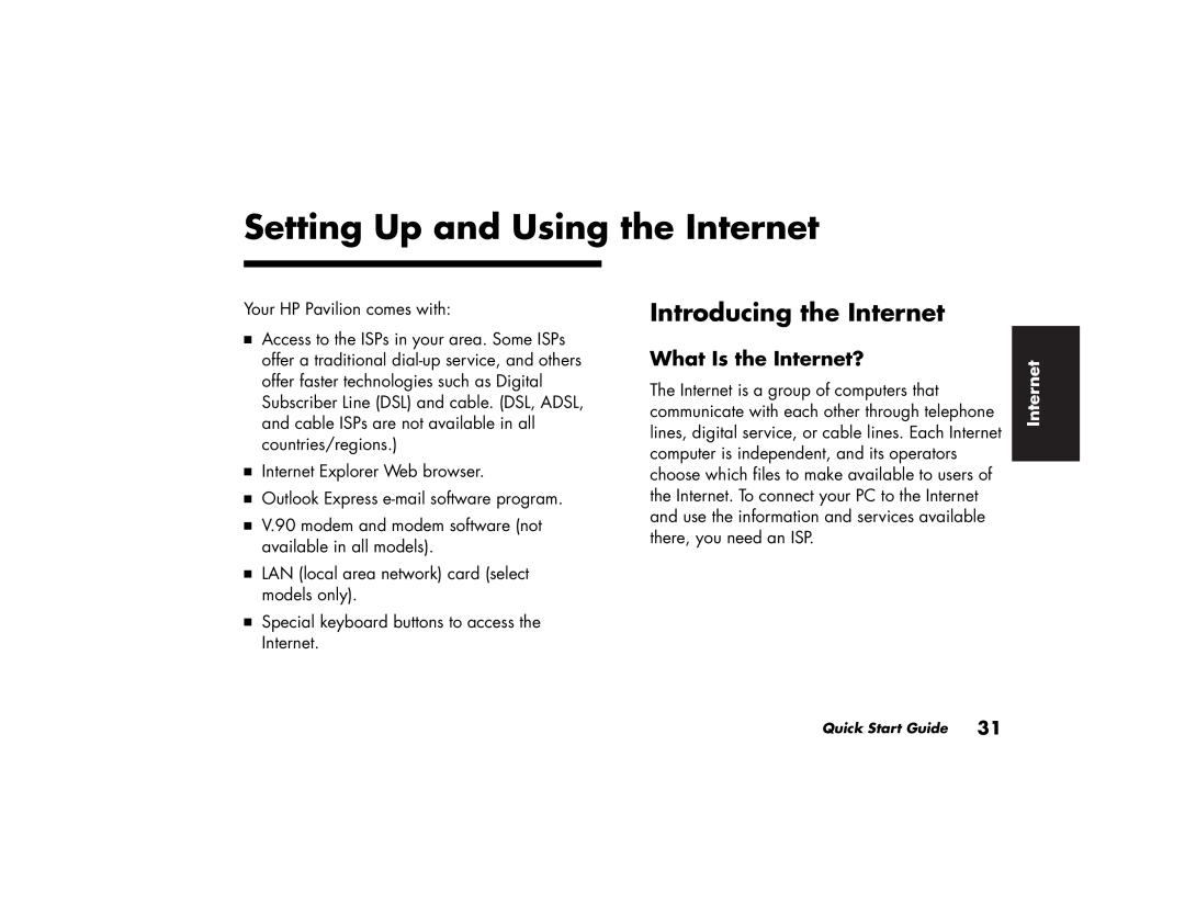 HP 742c (US/CAN), 732c (US), 542x (US) Setting Up and Using the Internet, Introducing the Internet, What Is the Internet? 