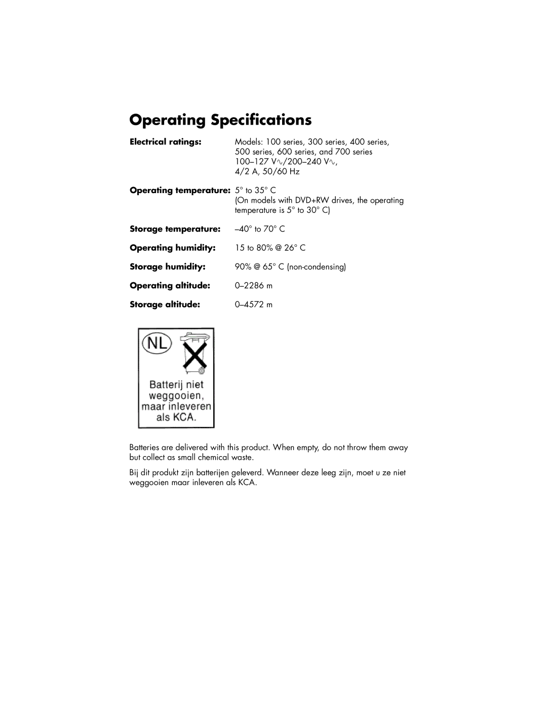 HP 772n (US/CAN), 742n (US), 742c (US/CAN), 732c (US), 542x (US), 532w (US), 522n (US/CAN), 322n (US) Operating Specifications 