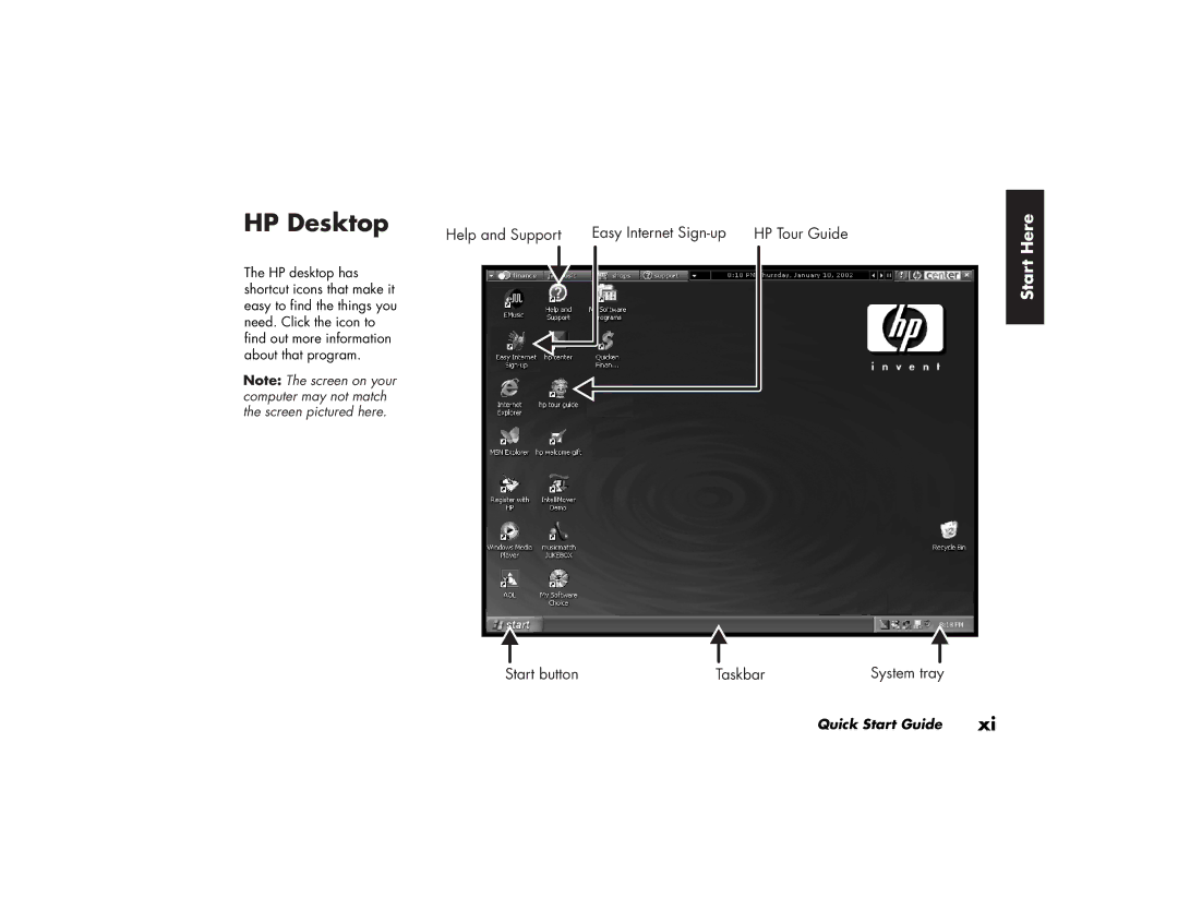 HP 753c (US), 743c (US/CAN), 733n (US), 703c (US), 533w (US) HP Desktop, Help and Support Easy Internet Sign-up HP Tour Guide 