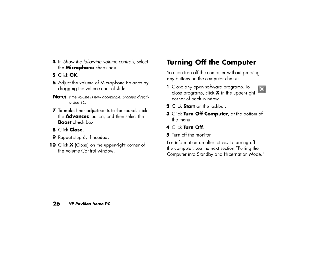 HP 753n (US/CAN), 743c (US/CAN), 733n (US), 703c (US), 533w (US), 533c (US/CAN) manual Turning Off the Computer, Click Turn Off 