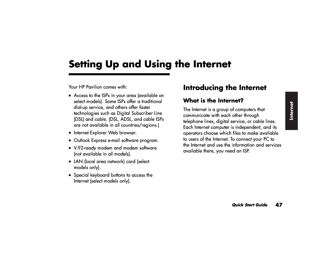 HP a250n, 746c (US/CAN), 716n (US) manual Setting Up and Using the Internet, Introducing the Internet, What is the Internet? 
