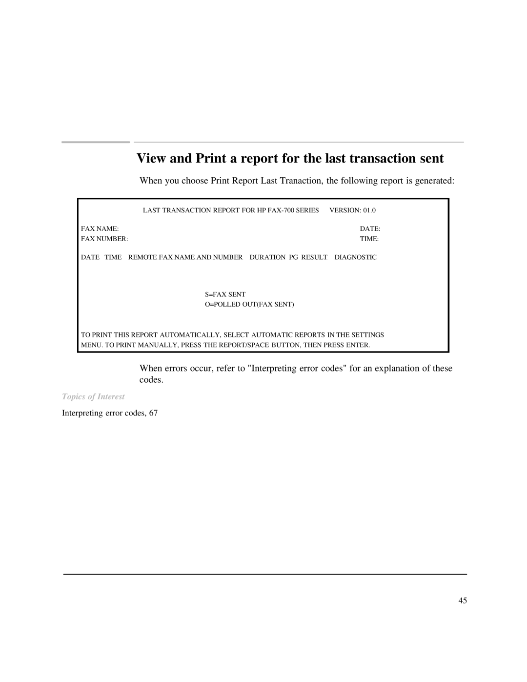 HP 750 Fax manual View and Print a report for the last transaction sent 