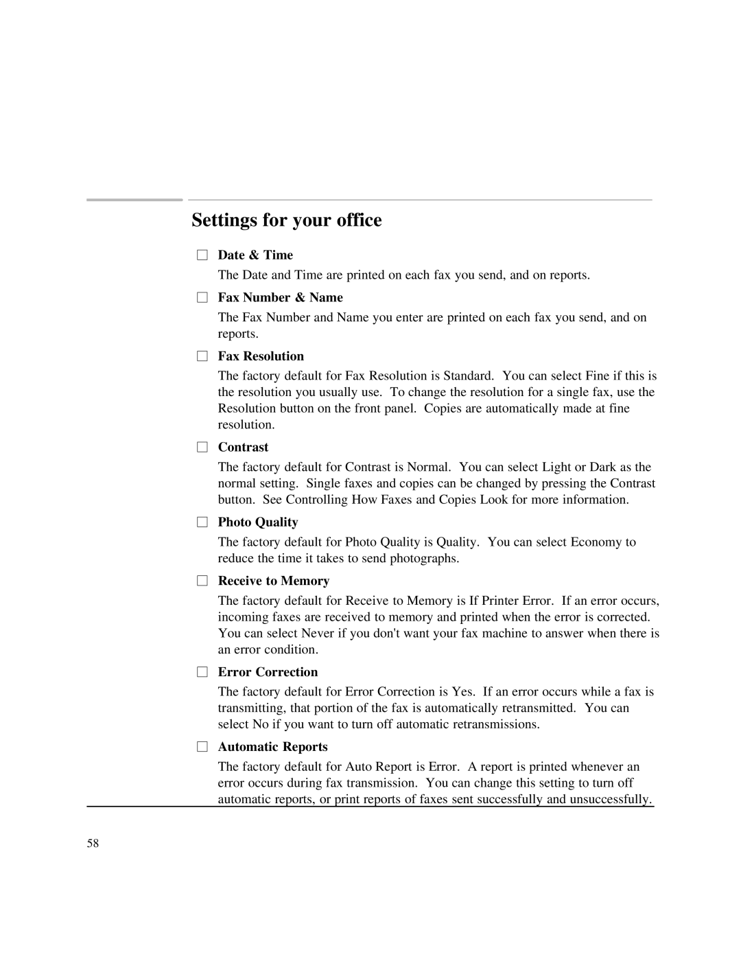 HP 750 Fax manual Settings for your office 