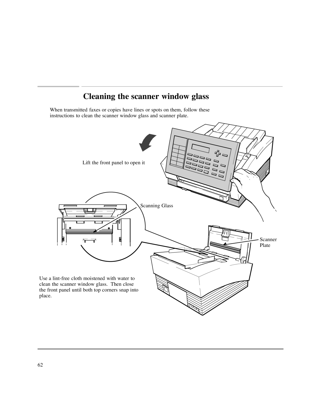 HP 750 Fax manual Cleaning the scanner window glass 