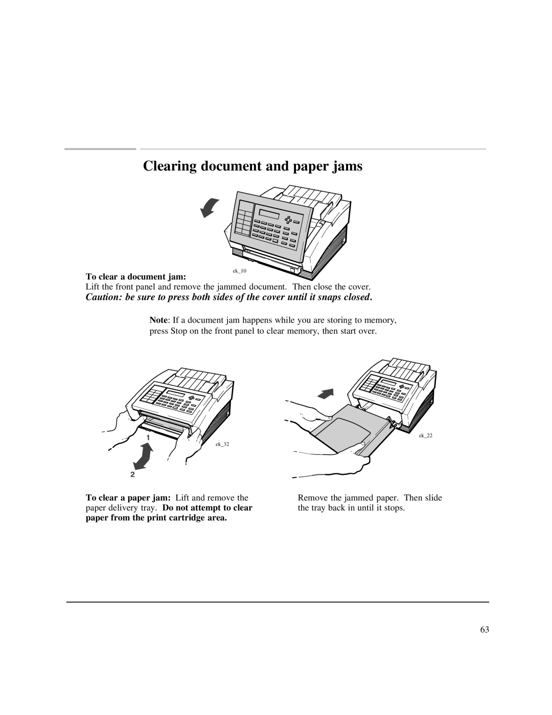 HP 750 Fax manual Clearing document and paper jams, To clear a document jam 