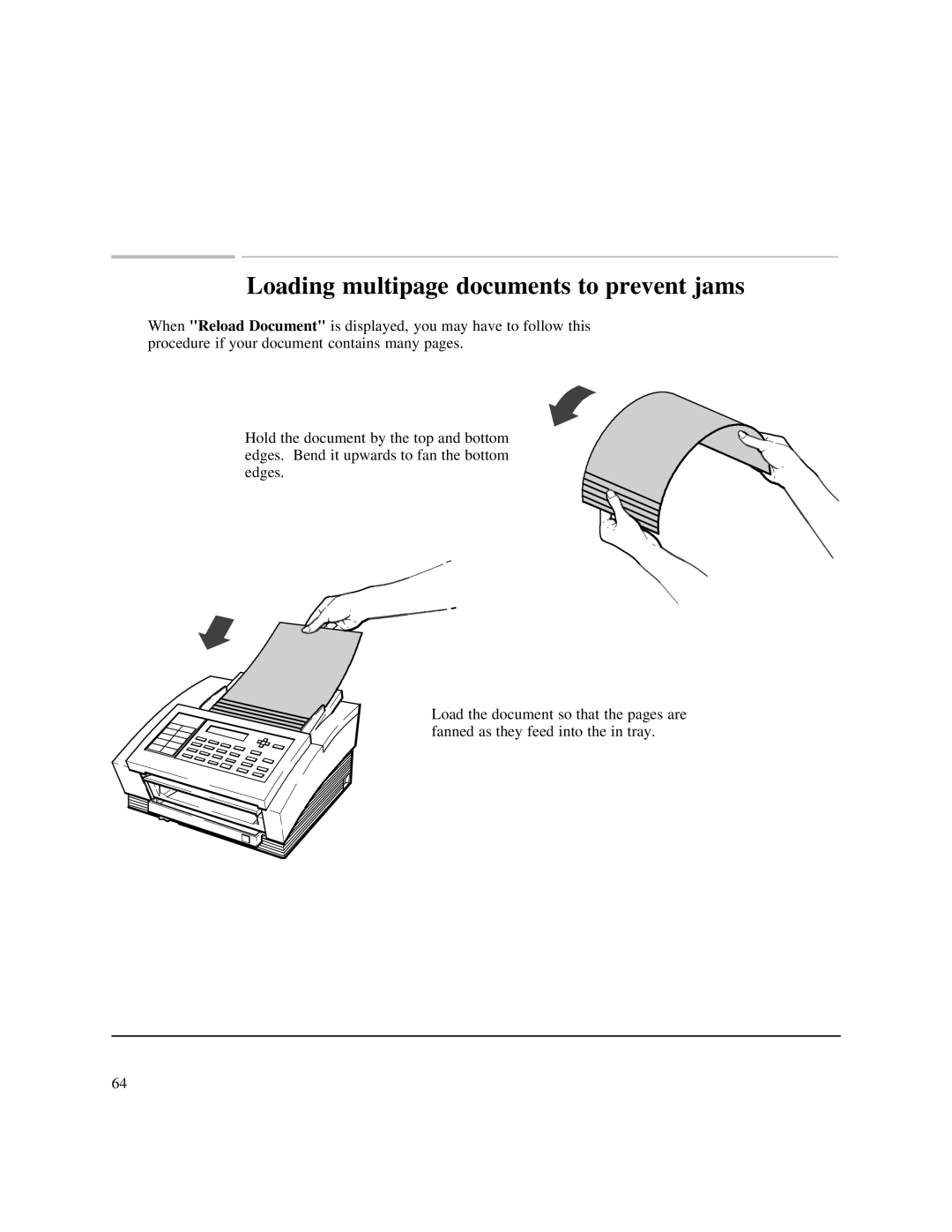 HP 750 Fax manual Loading multipage documents to prevent jams 