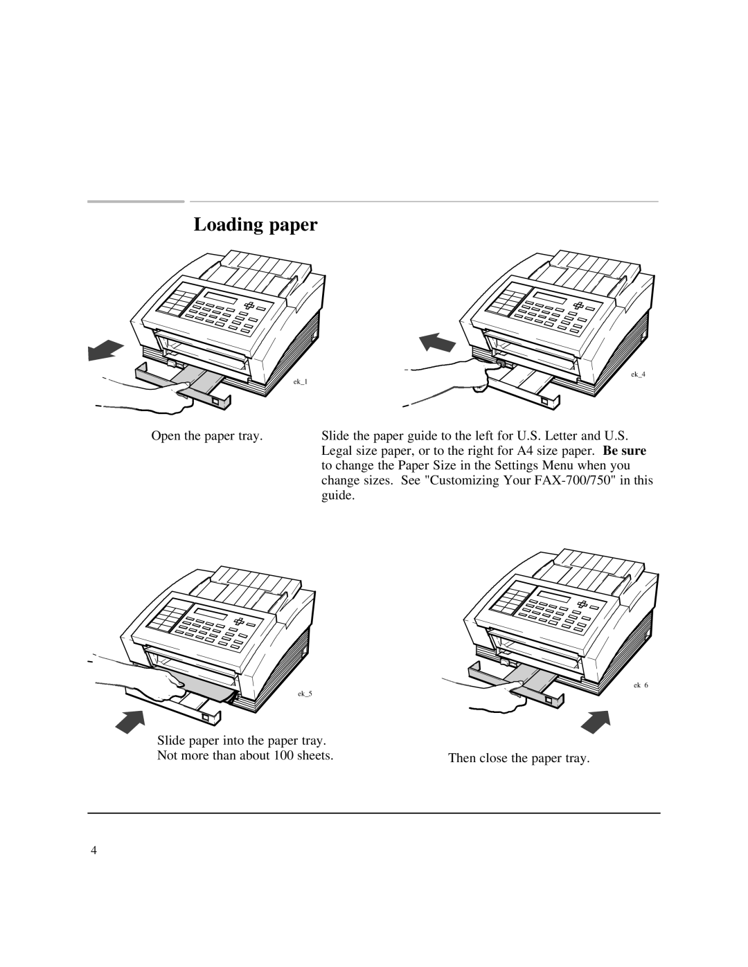 HP 750 Fax manual Loading paper 