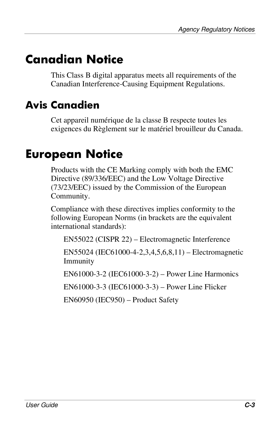 HP 5500, 7500, CRT, 9500, mx704, 7550 manual Canadian Notice, European Notice, Avis Canadien 