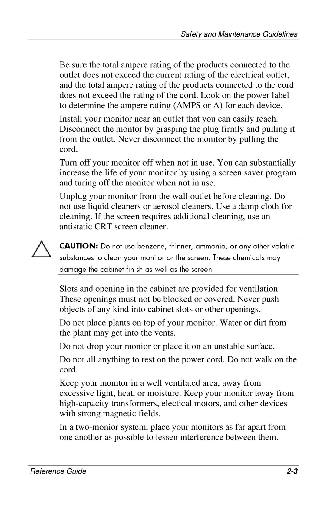 HP 9500, 7500, CRT, mx704, 7550, 5500 manual Safety and Maintenance Guidelines 