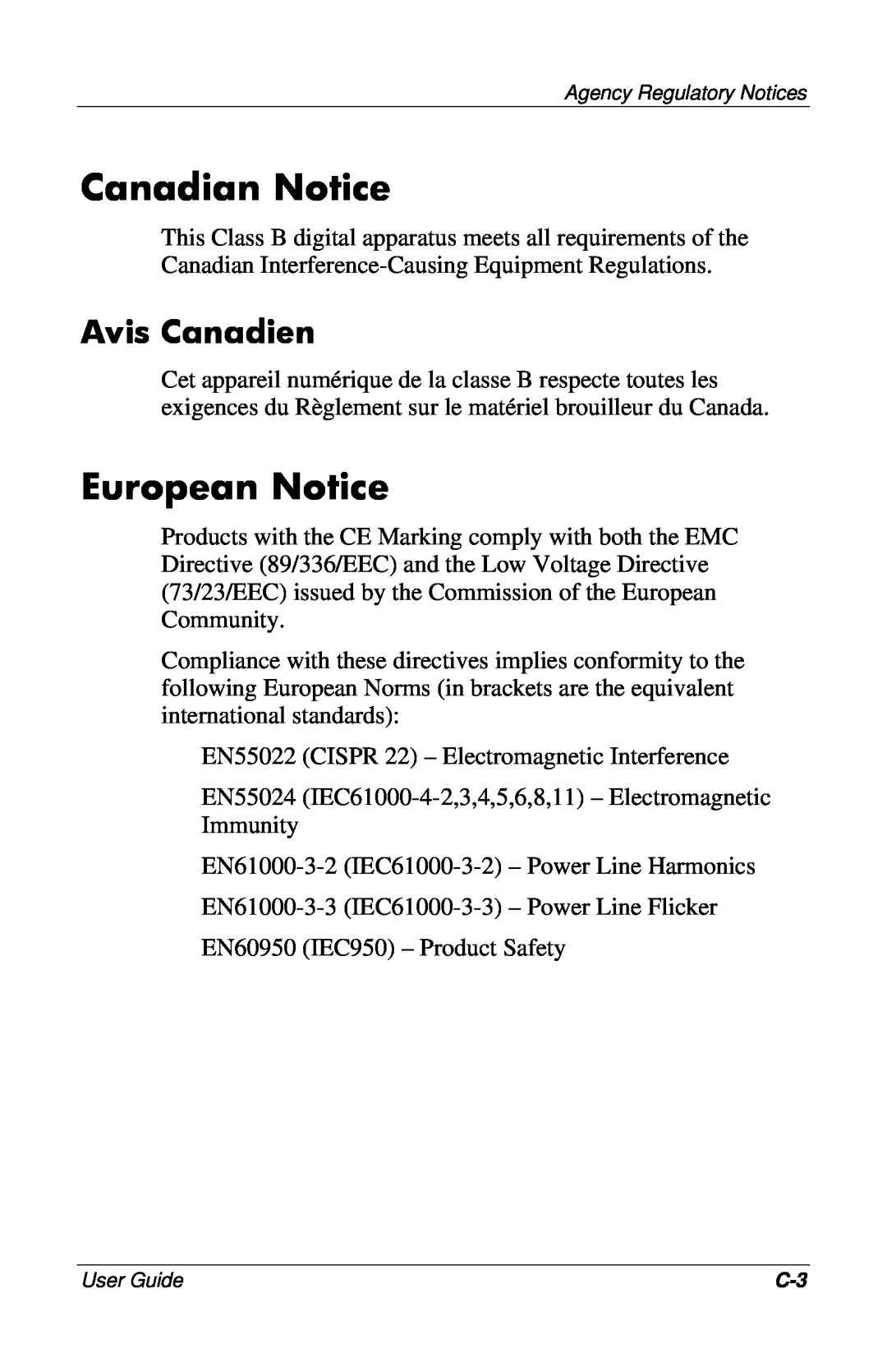 HP 5500, 7500, CRT, 9500, mx704, 7550 manual Canadian Notice, European Notice, Avis Canadien 
