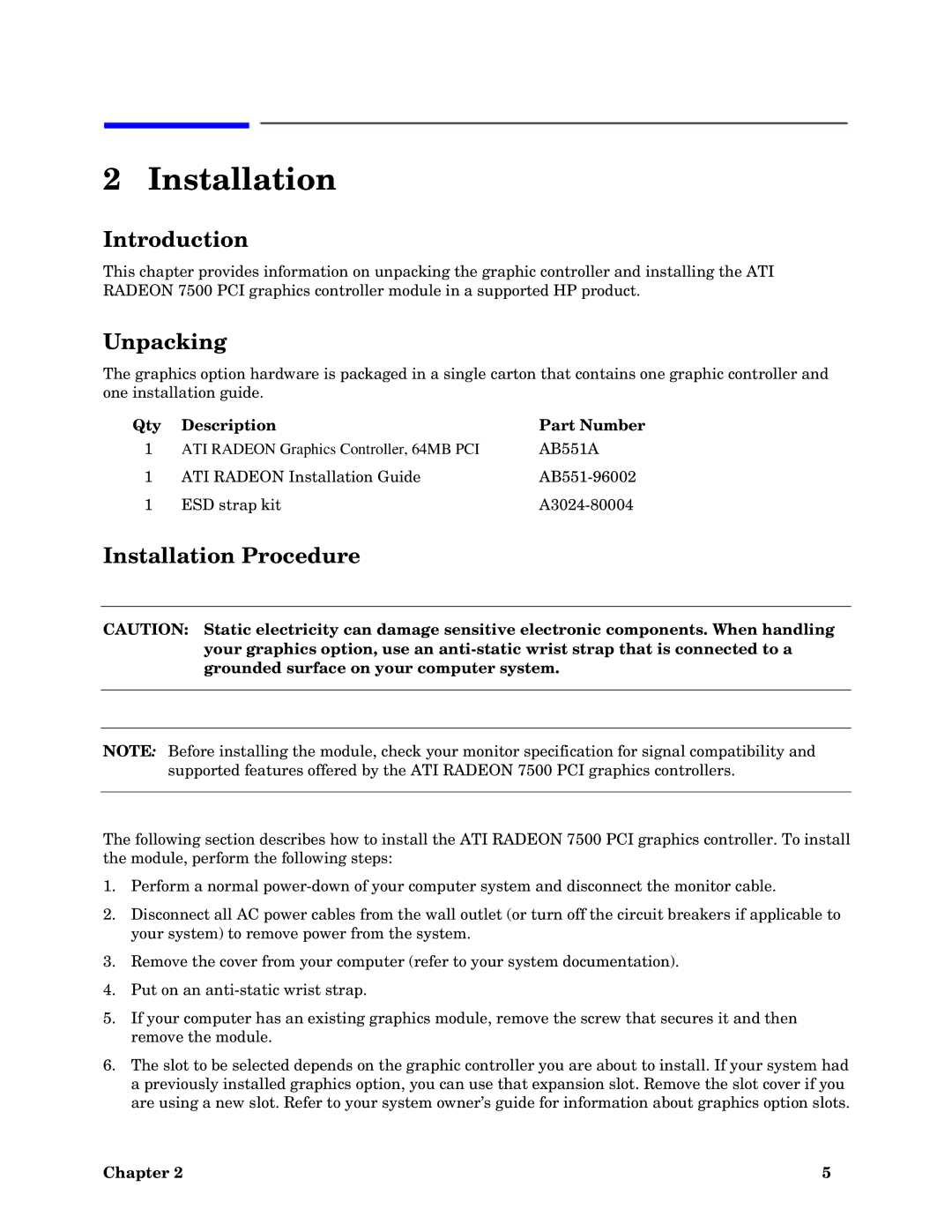 HP 7500 I manual Unpacking, Installation Procedure 