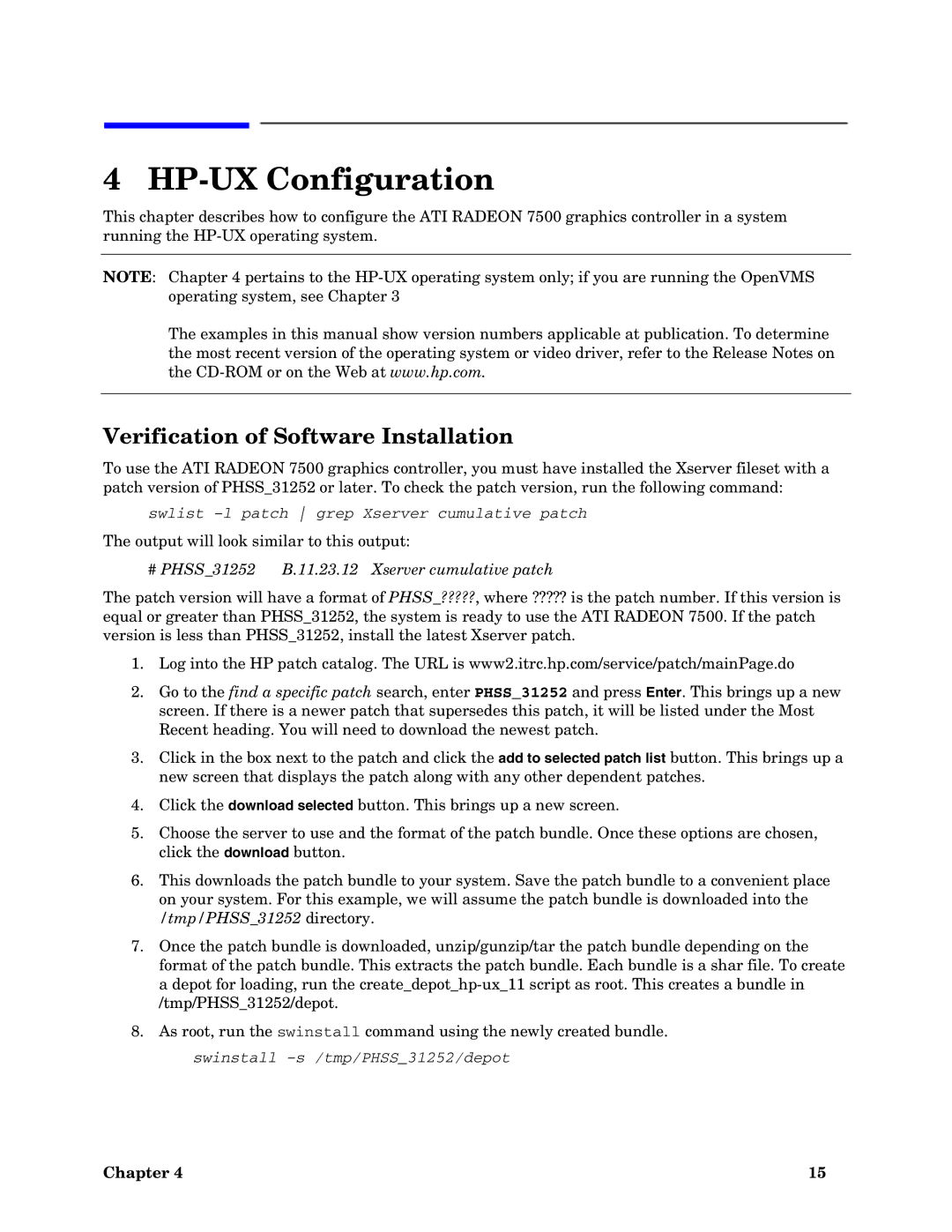 HP 7500 I manual HP-UX Configuration, Verification of Software Installation 