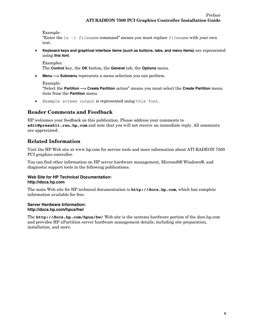 HP 7500 I Reader Comments and Feedback Related Information, Web Site for HP Technical Documentation Http//docs.hp.com 