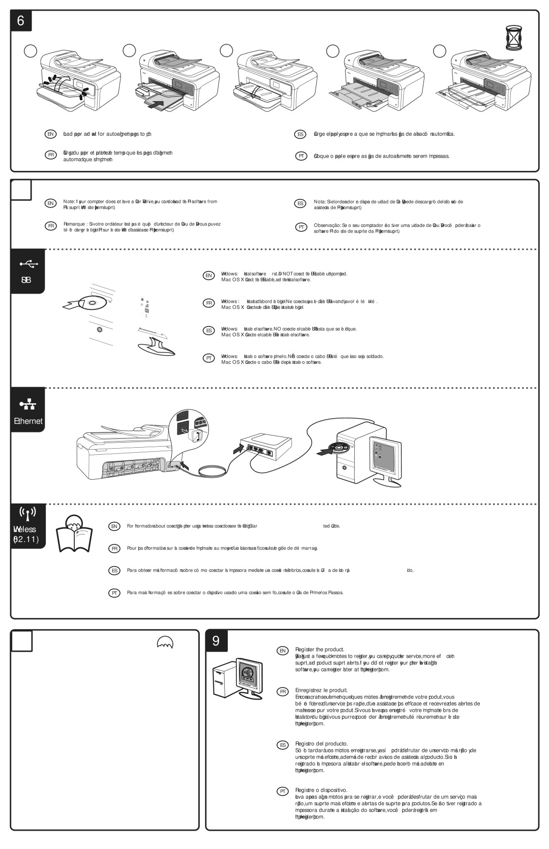 HP 7500A Wide Format - E9 manual EN Load paper and wait for auto-alignment pages to print, Automatique simpriment 