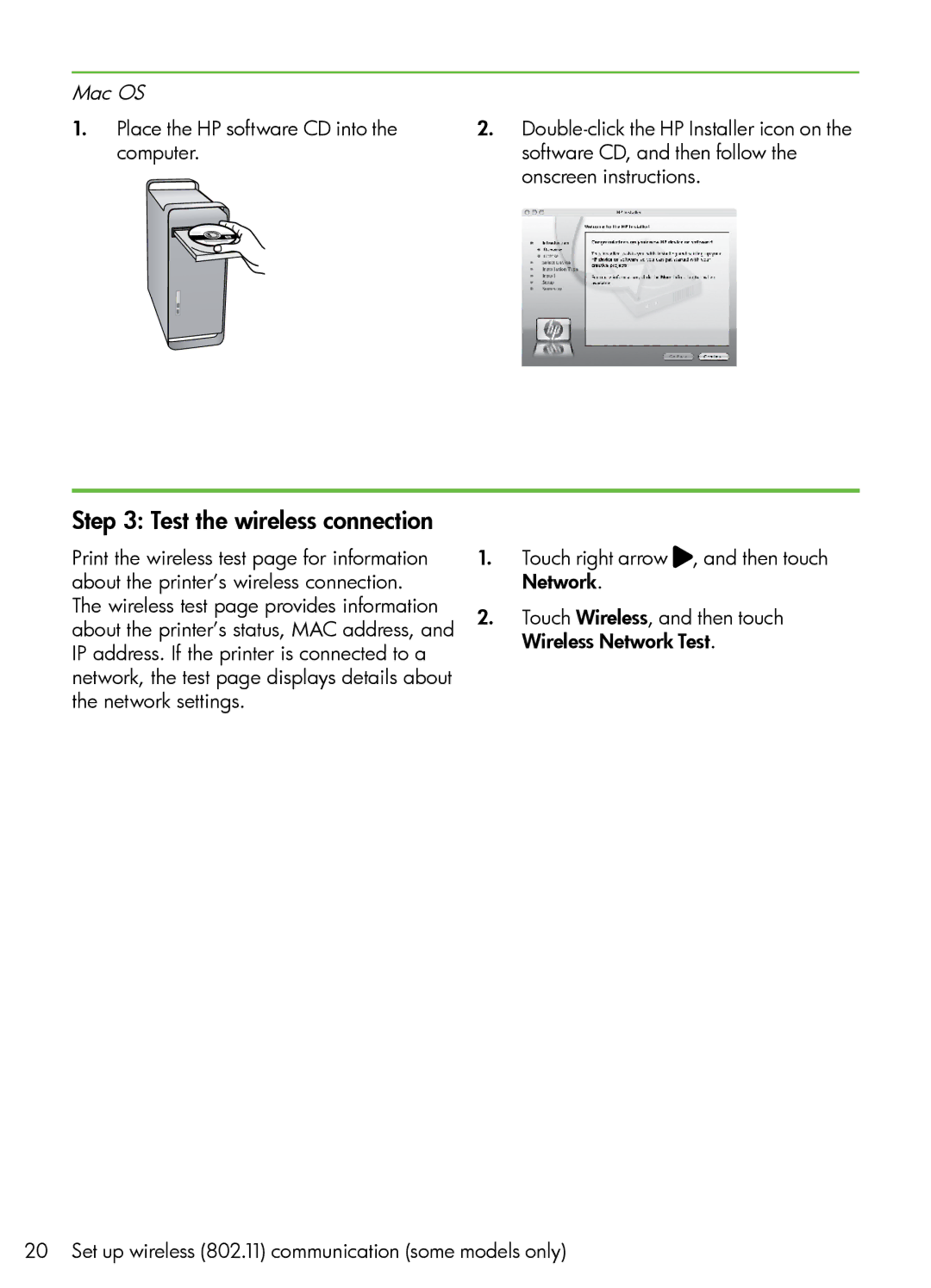 HP 7500A Wide Format - E9 manual Test the wireless connection, Mac OS 