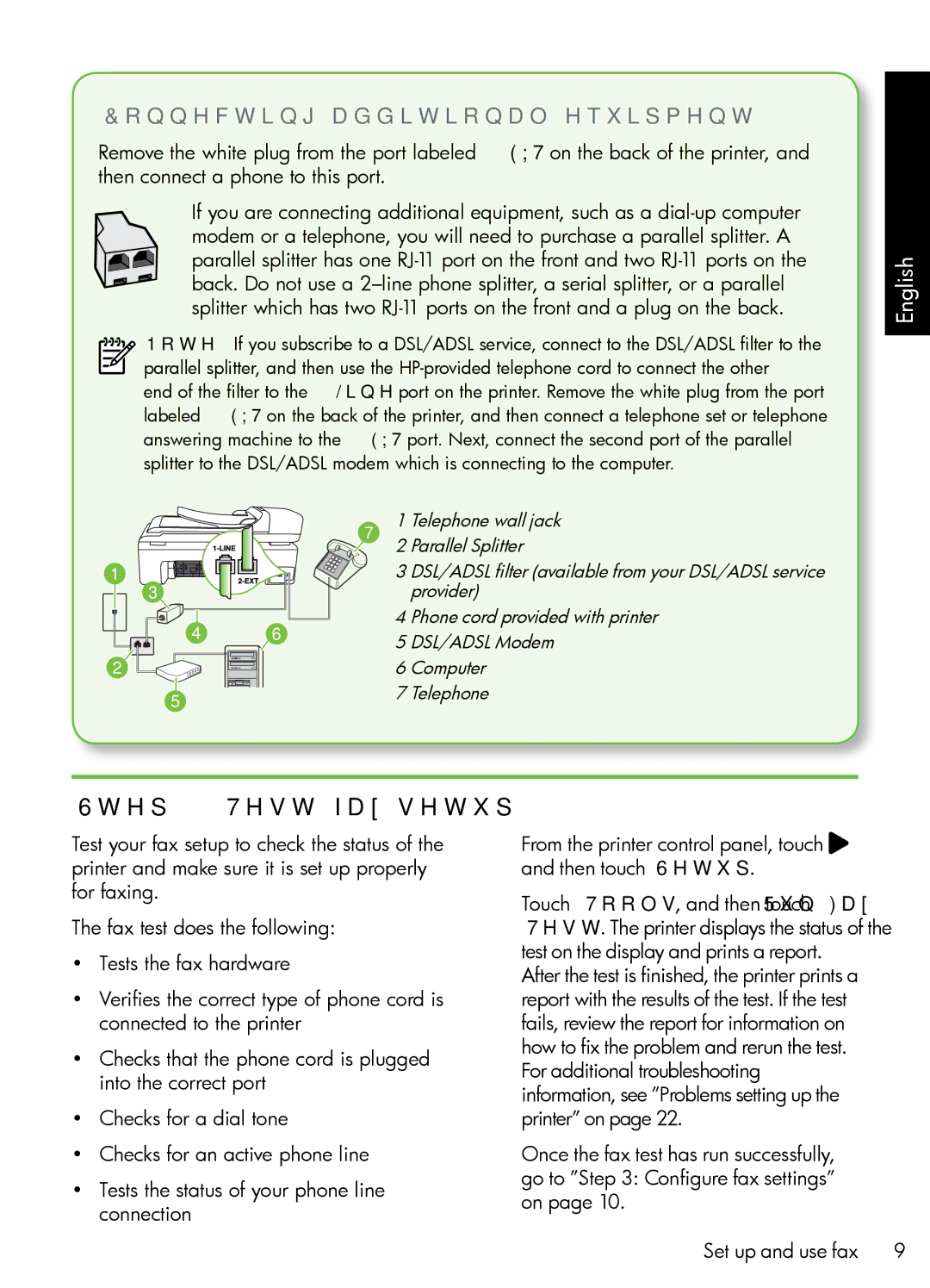 HP 7500A manual Test fax setup, Connecting additional equipment 