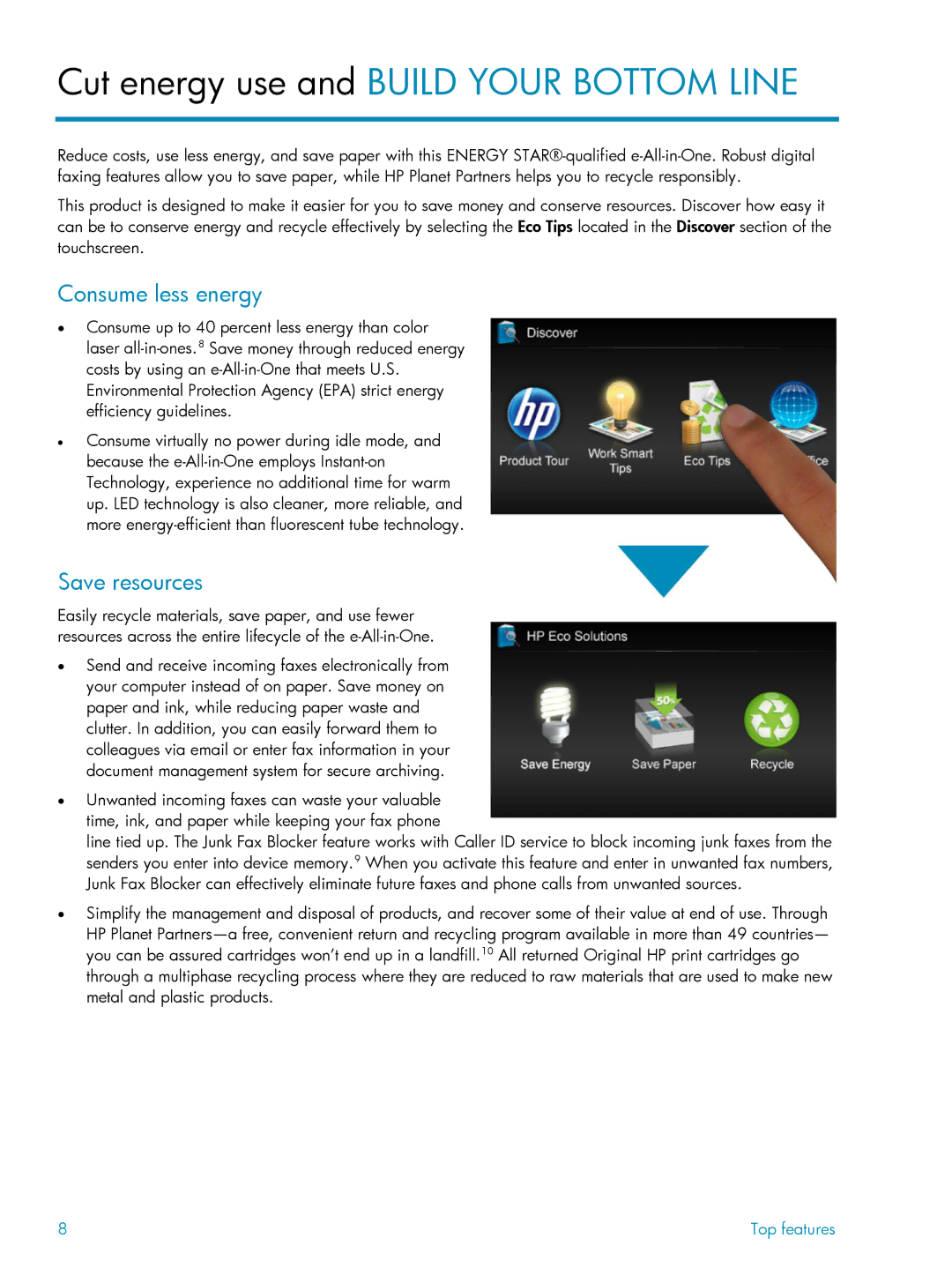 HP 7500A manual Consume less energy, Save resources 