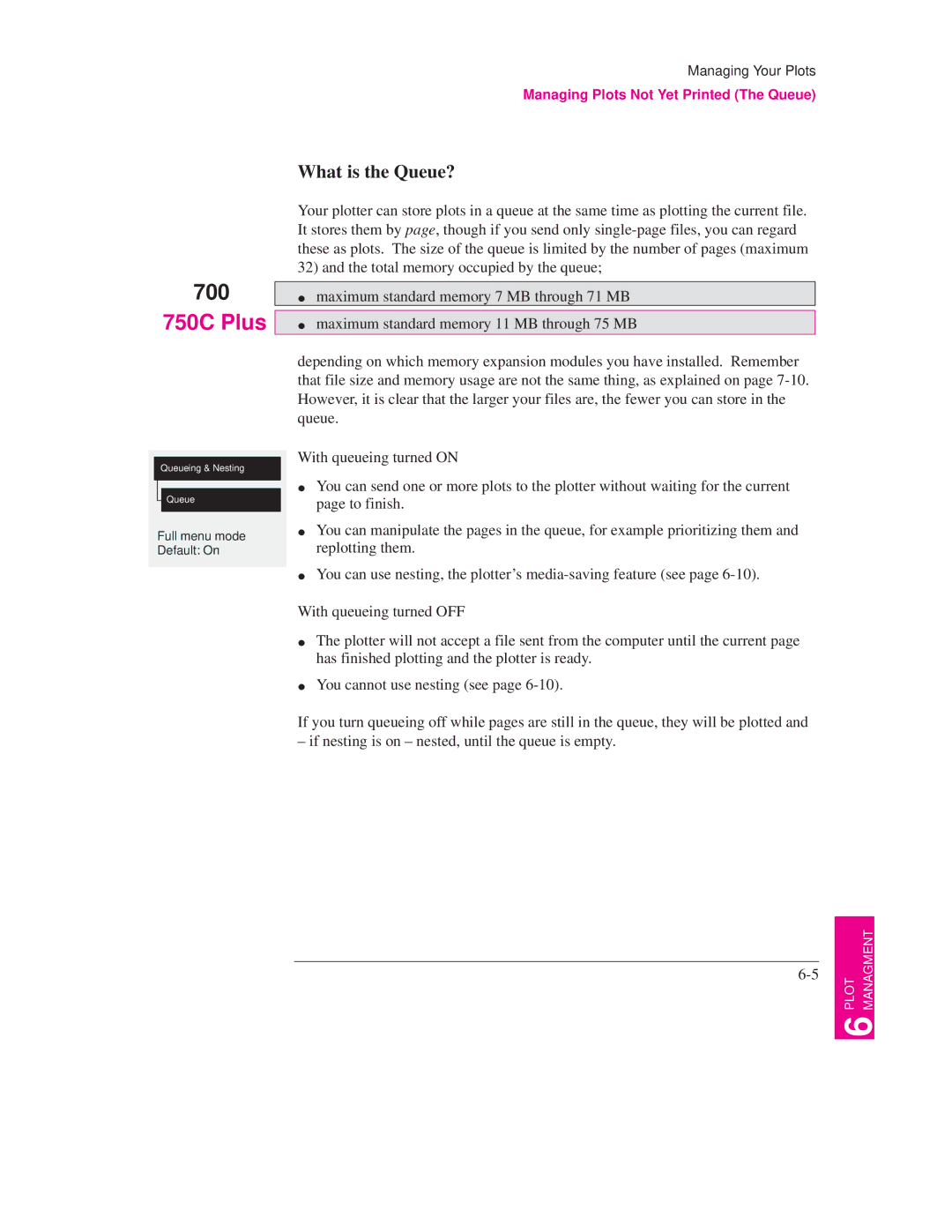 HP 700, 750C PLUS PLOTTER manual What is the Queue? 