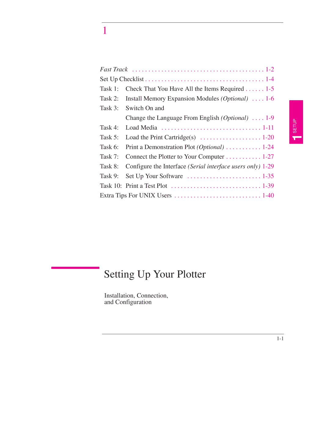 HP 700, 750C PLUS PLOTTER manual Setting Up Your Plotter 