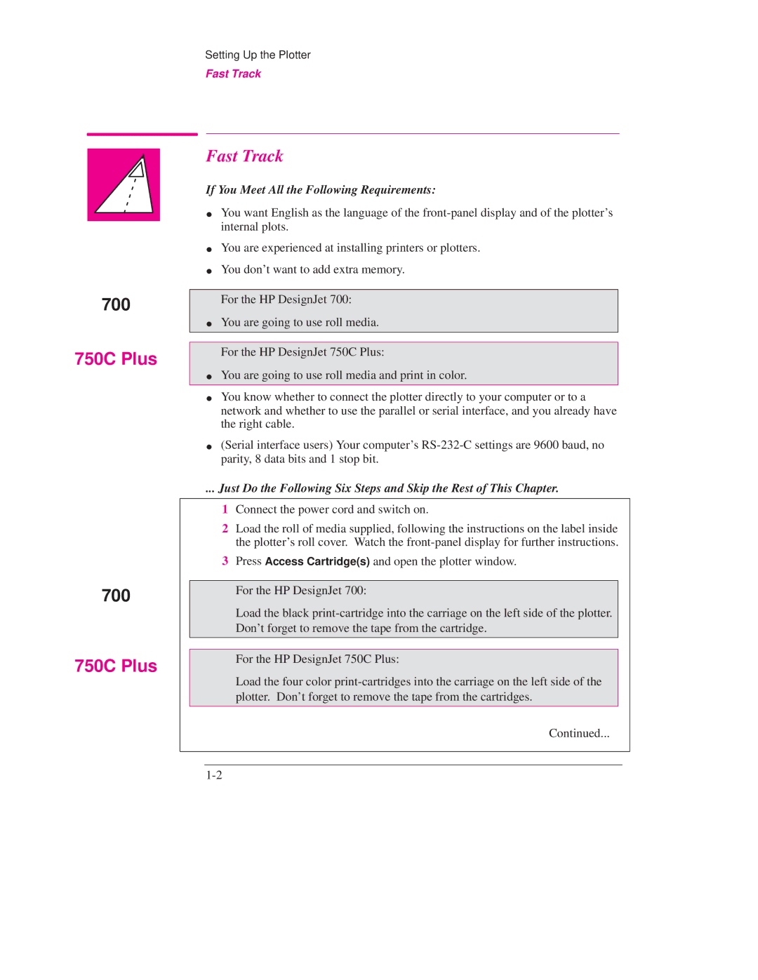 HP 750C PLUS PLOTTER, 700 manual Fast Track 