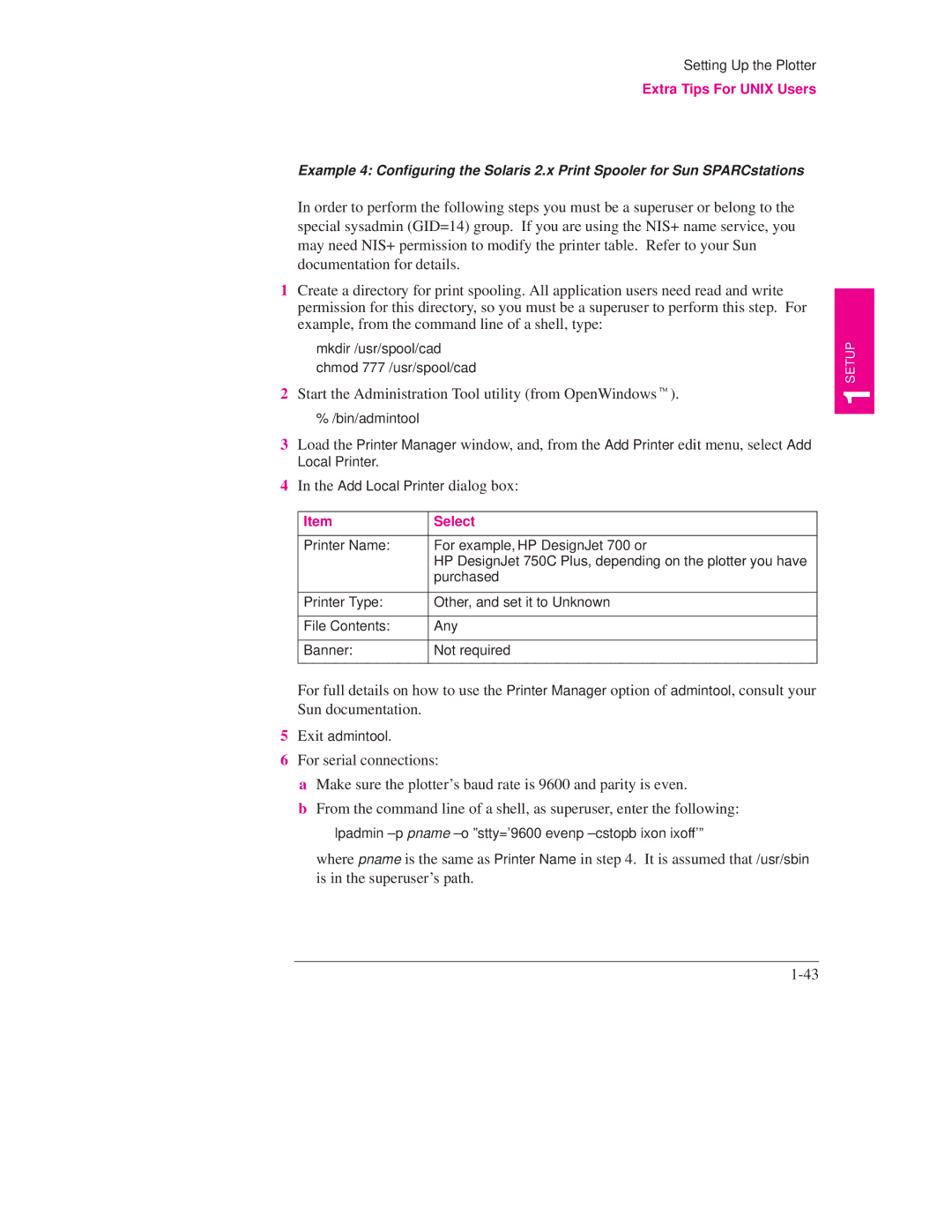 HP 700, 750C PLUS PLOTTER manual Start the Administration Tool utility from OpenWindowst, Select 