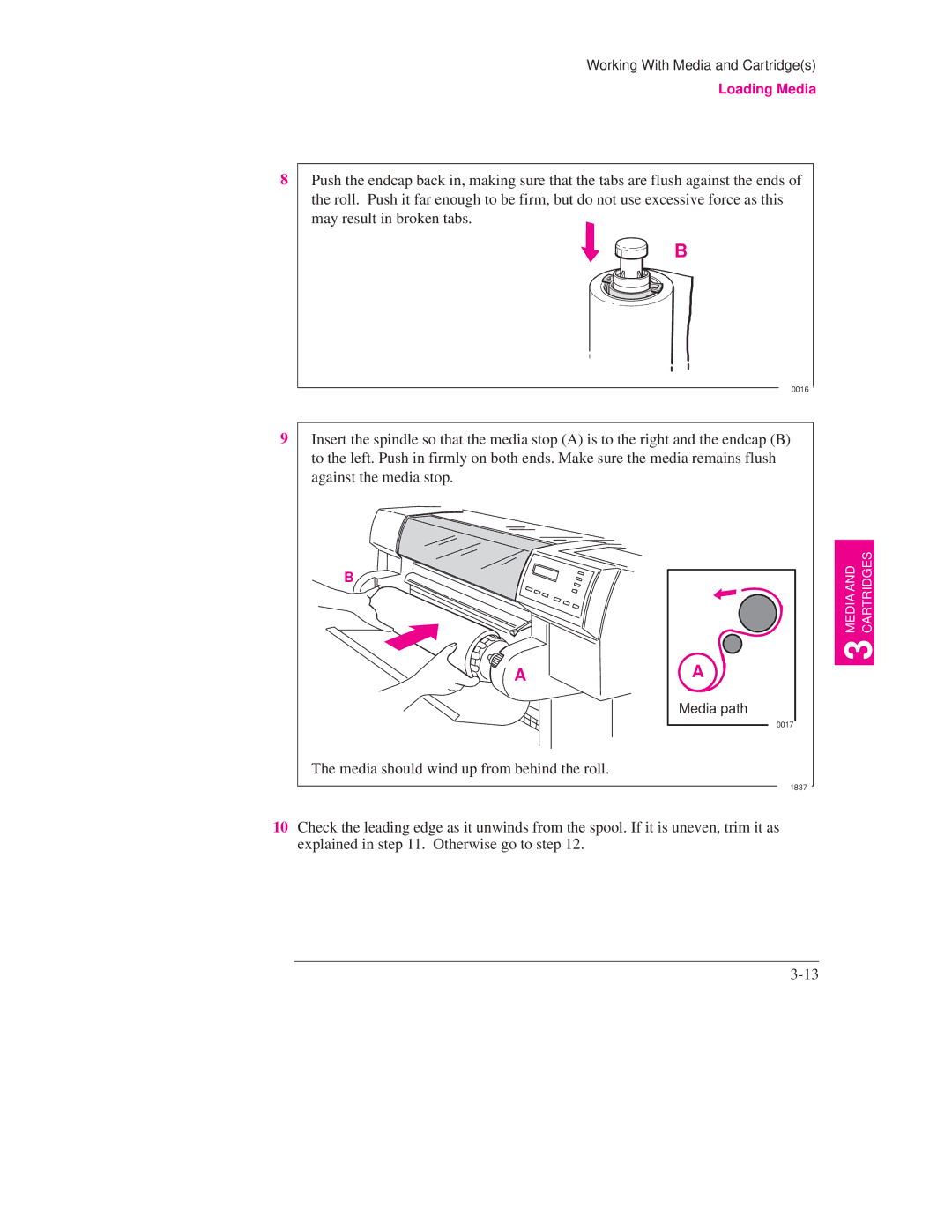 HP 700, 750C PLUS PLOTTER manual Media should wind up from behind the roll, Media path 