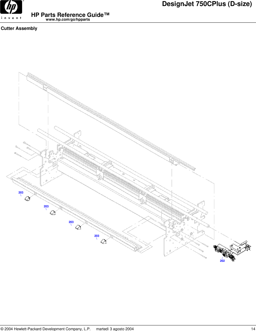 HP 750CPLUS manual Cutter Assembly 