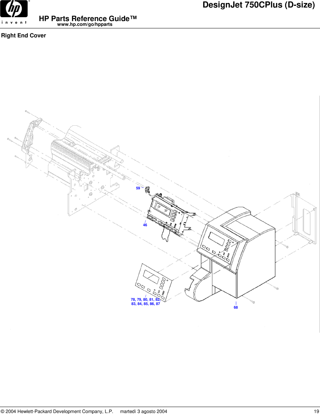 HP 750CPLUS manual Right End Cover 