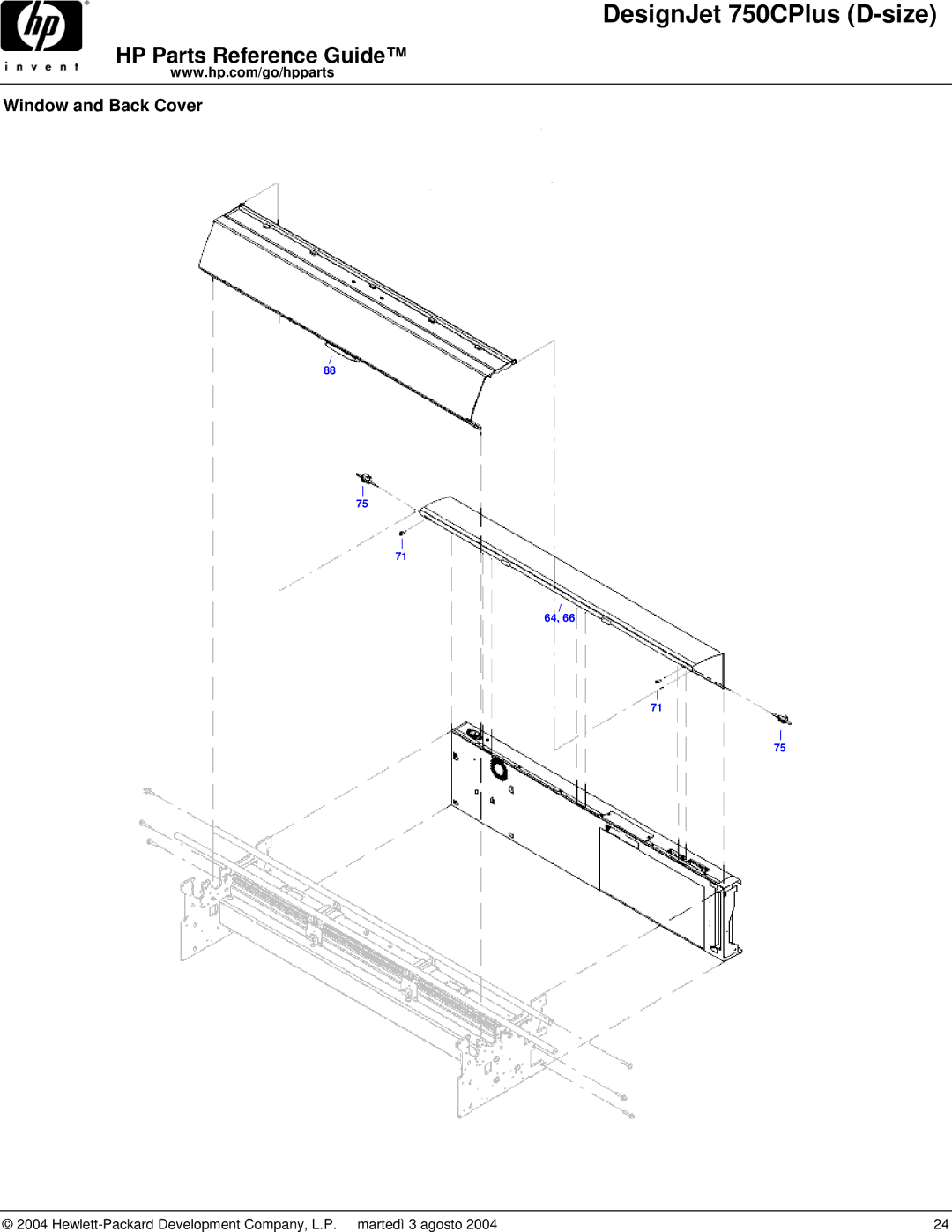 HP 750CPLUS manual Window and Back Cover 