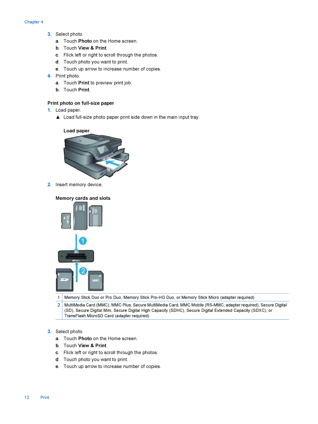 HP 7515 - C311a, 7510 - C311a manual Print photo on full-size paper, Load paper 