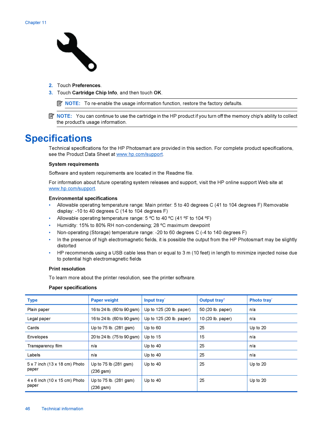 HP 7515 - C311a, 7510 - C311a manual Specifications 