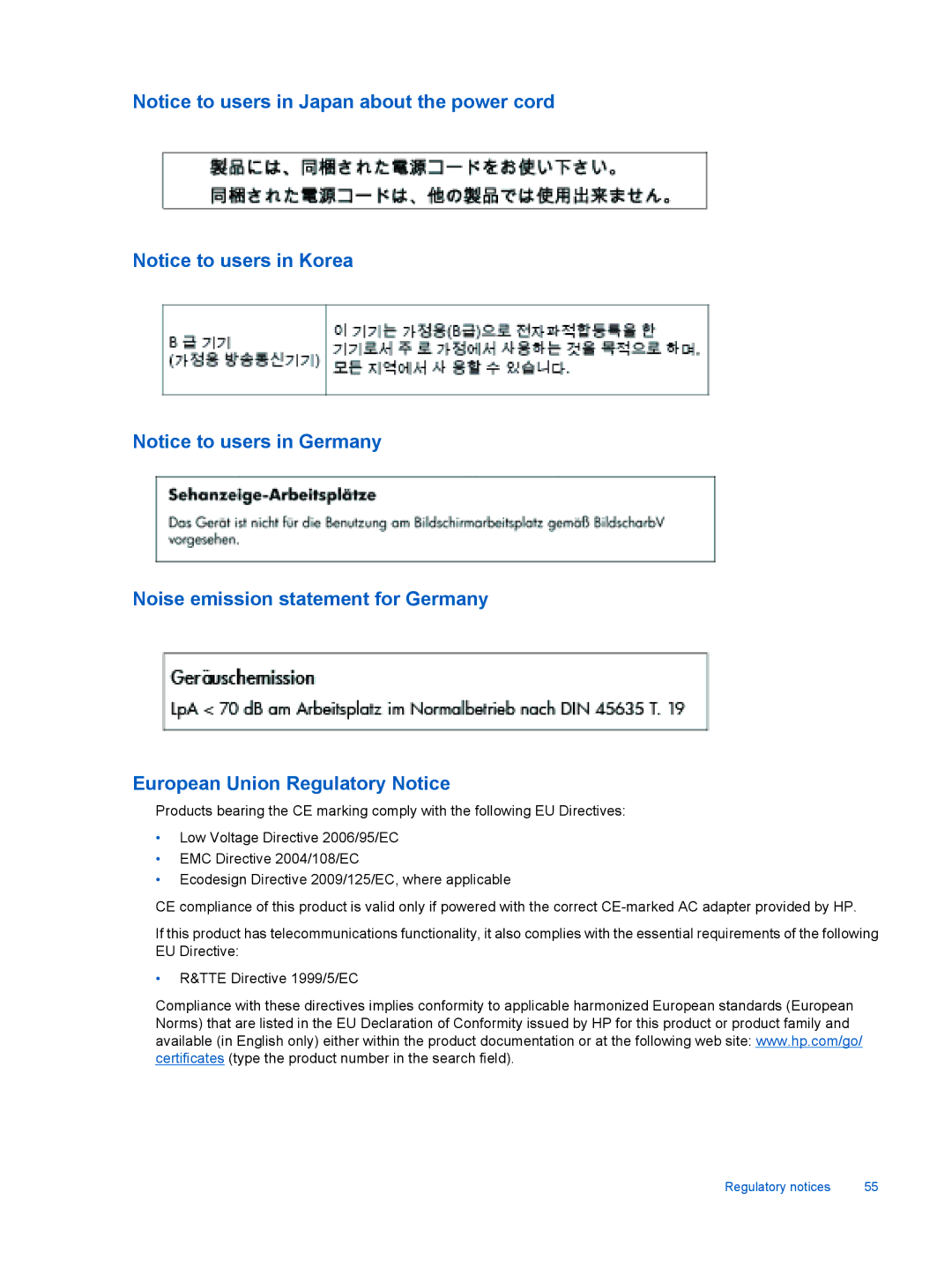 HP 7510 - C311a, 7515 - C311a manual Regulatory notices 