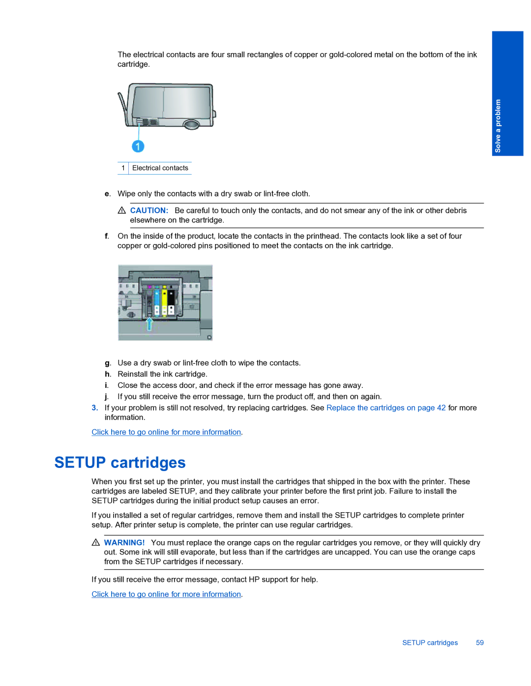 HP 7520 manual Setup cartridges 