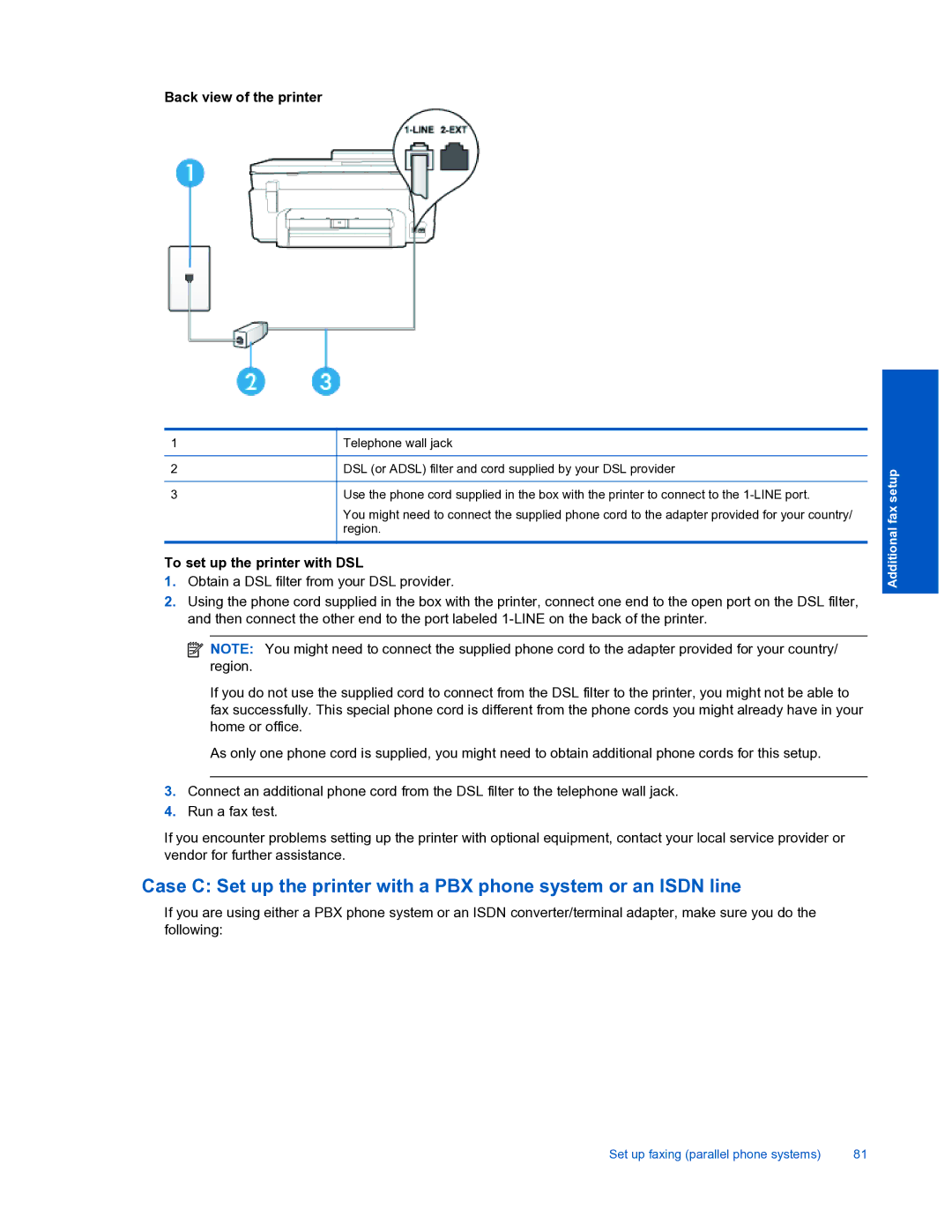 HP 7520 manual To set up the printer with DSL 