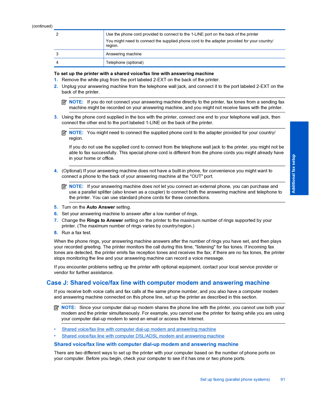 HP 7520 manual Additional fax setup 