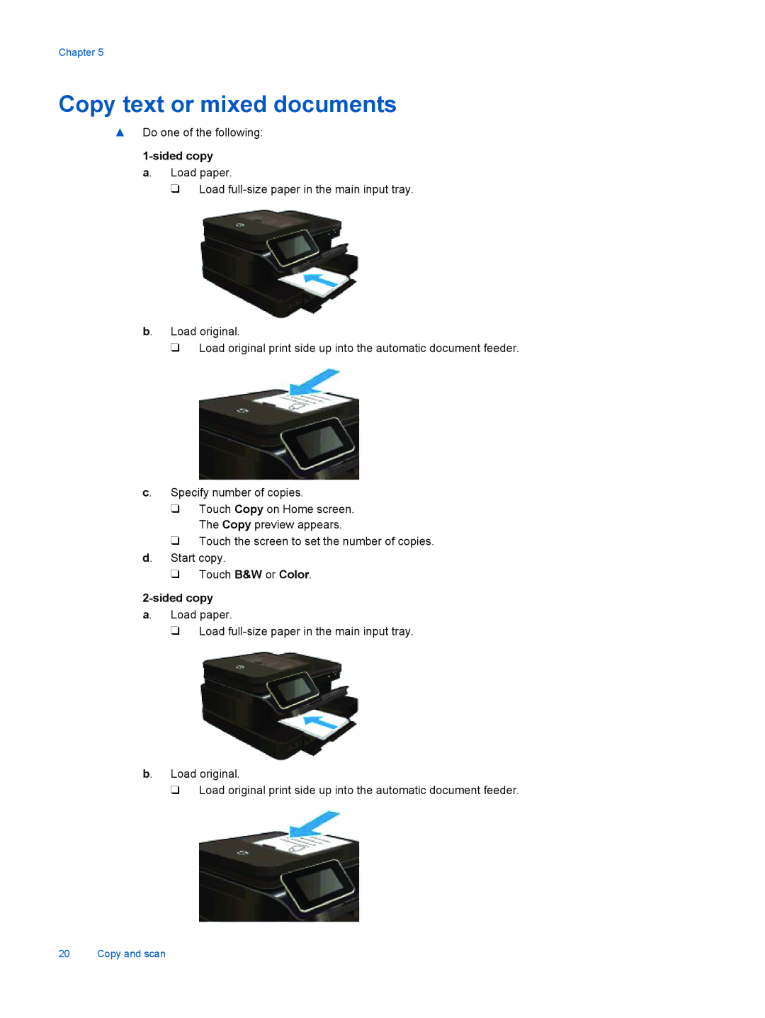 HP 7525, 7520 manual Copy text or mixed documents, Sided copy 