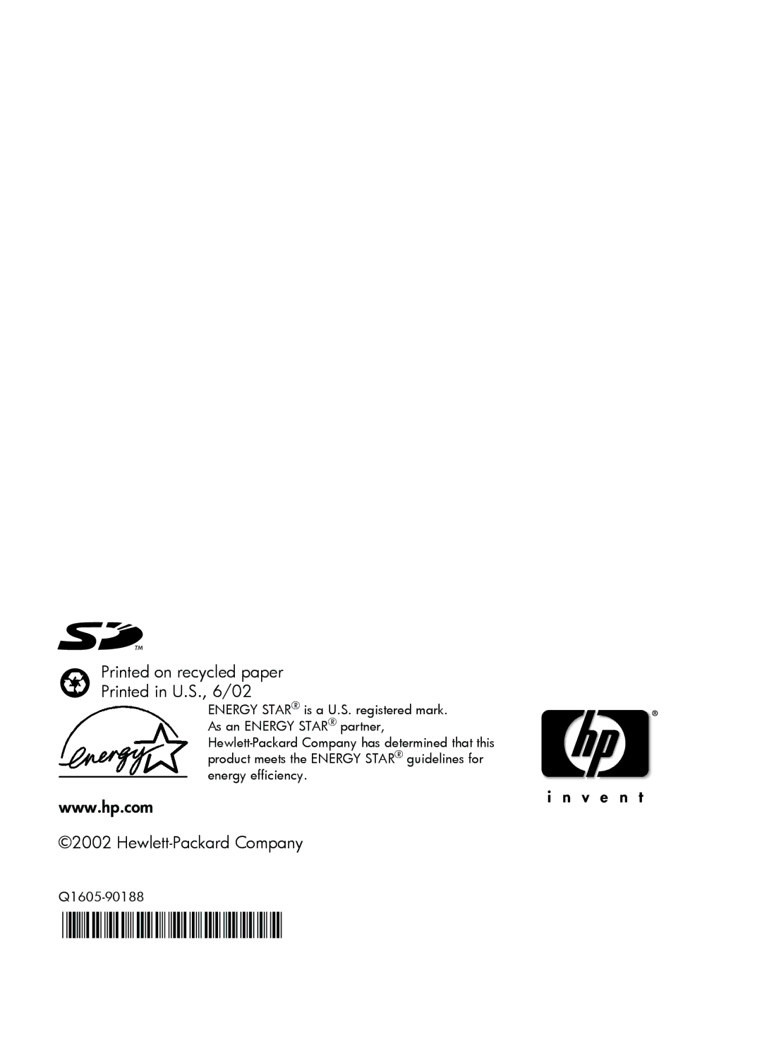 HP 7550 manual Hewlett-Packard Company 