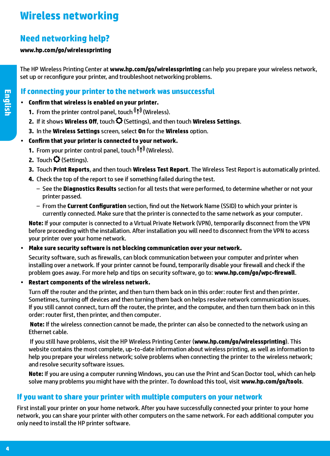 HP 7640, 7645 manual Wireless networking, If connecting your printer to the network was unsuccessful 