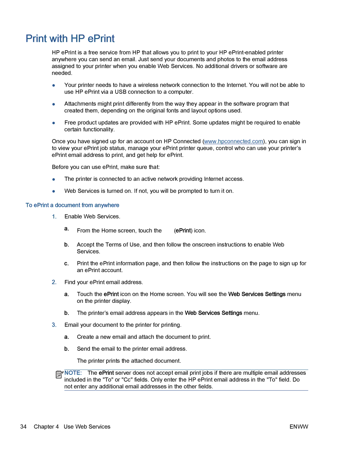 HP 7645 manual Print with HP ePrint, To ePrint a document from anywhere 