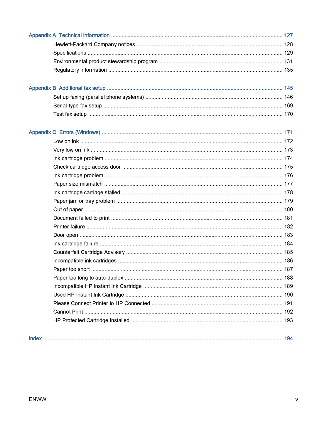 HP 7645 manual 127, 145, 171, 194 