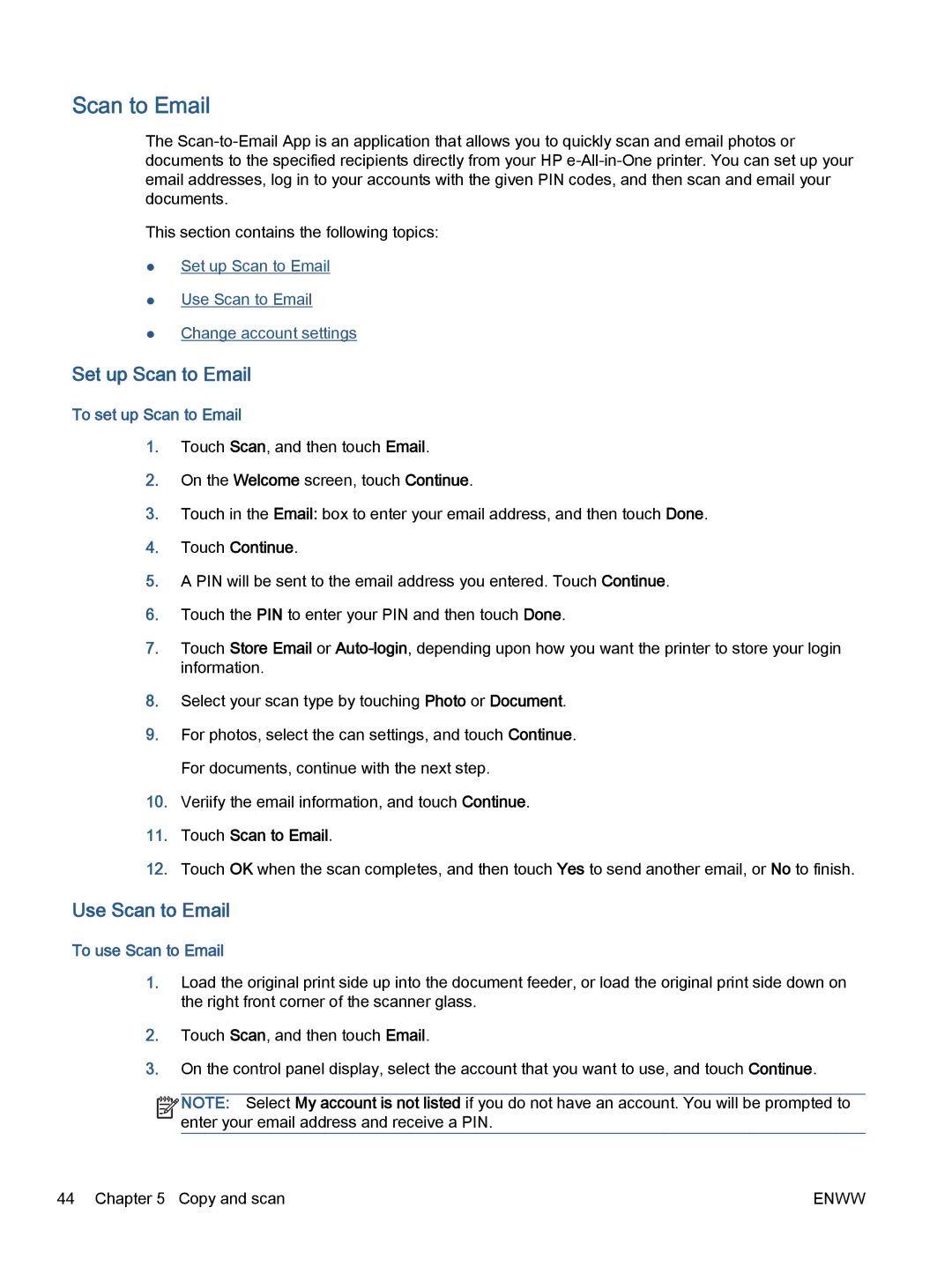 HP 7645 manual Set up Scan to Email, Use Scan to Email, To set up Scan to Email, To use Scan to Email 