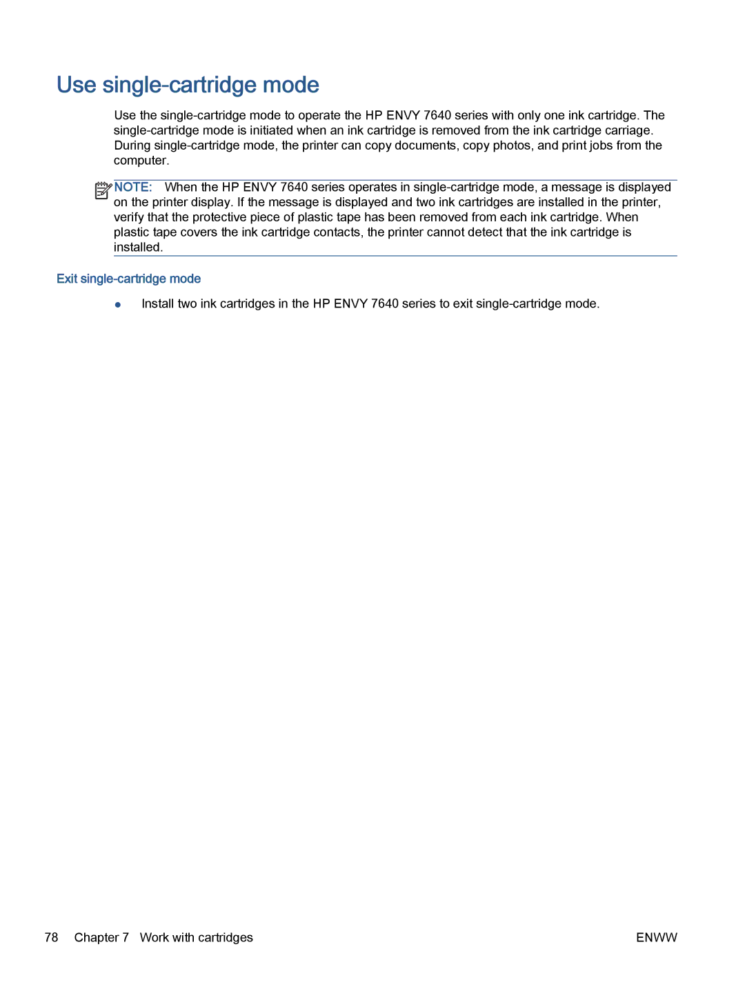 HP 7645 manual Use single-cartridge mode, Exit single-cartridge mode 