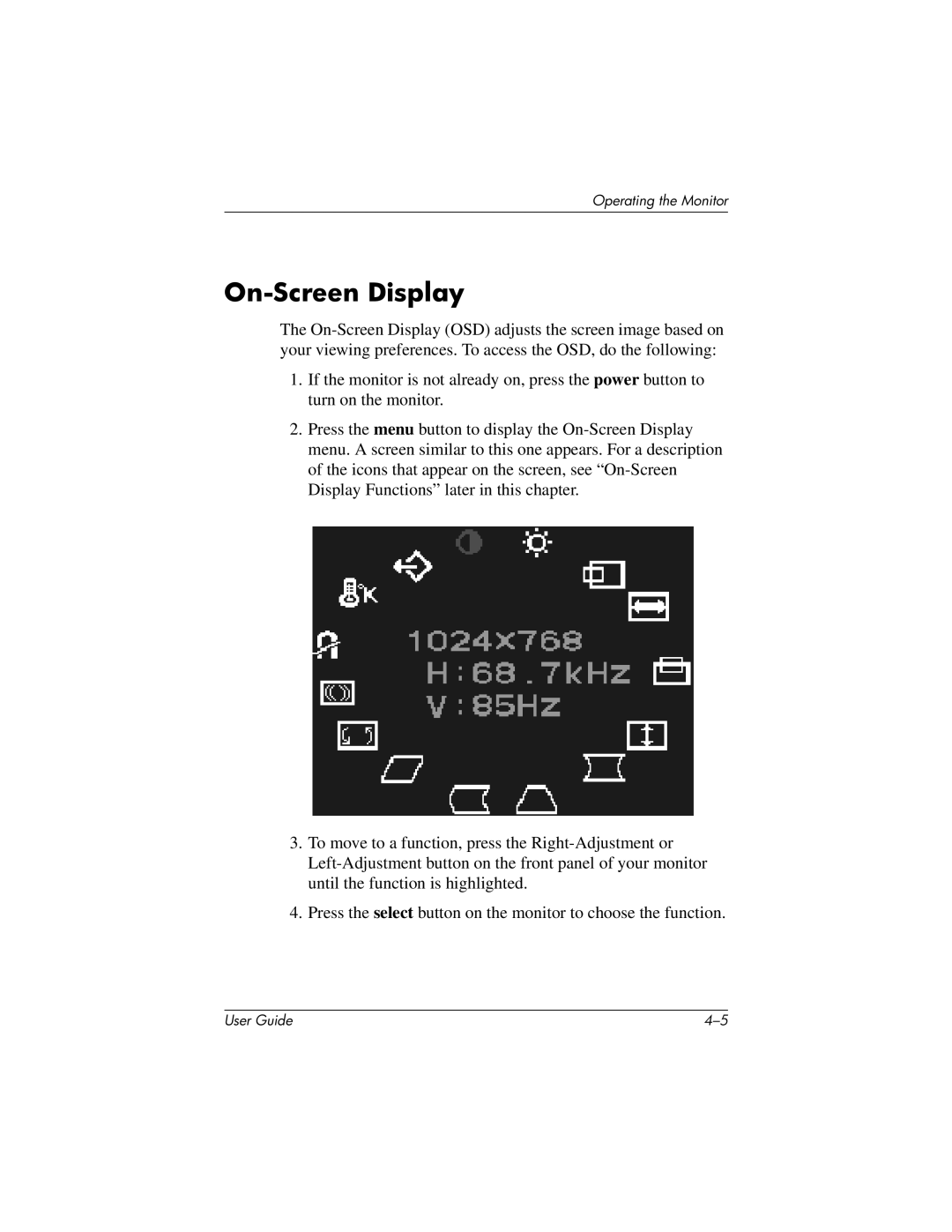 HP 7540, 7650 manual On-Screen Display 