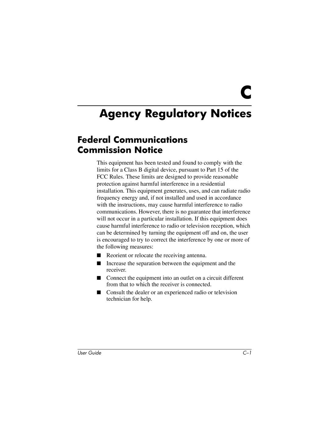 HP 7540, 7650 manual Agency Regulatory Notices, Federal Communications Commission Notice 