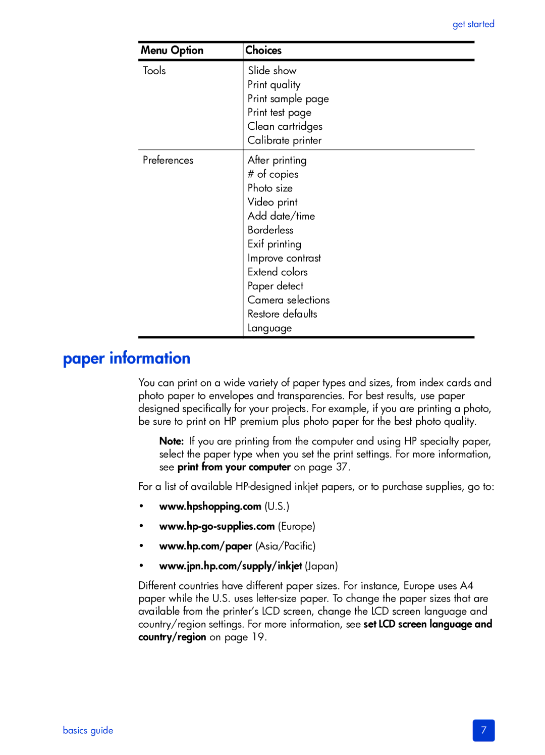 HP 7700 manual Paper information 